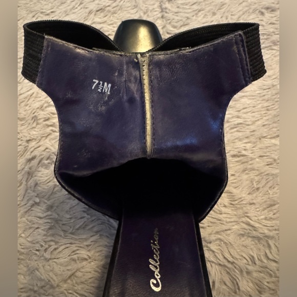 Stefani Collection Western Inspired Black & Cream Closed Toe Elastic Ankle Strap - Picture 9 of 11